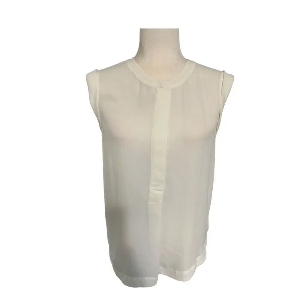J crew women’s solid white crew neck tank top blouse 4 small